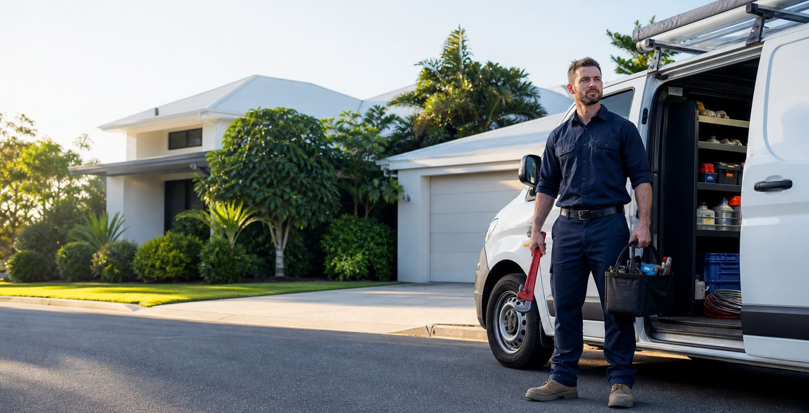 Professional Brisbane plumber ready for a residential callout