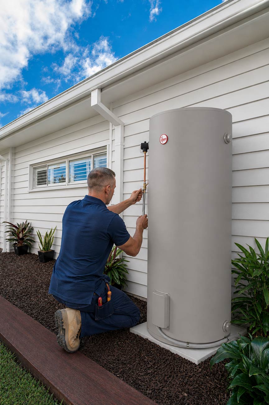 Hot water system installation plumbing pipework