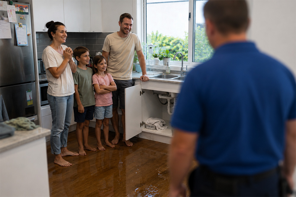 Kitchen plumbing discussion in a Brisbane Northside home